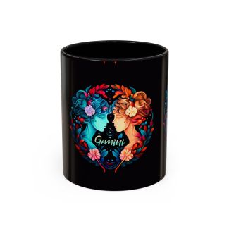 Gemini Zodiac Ceramic Coffee Mug Colorful Twin Faces Astrology Cup 11oz & 15oz