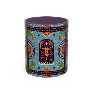 Purple Scorpio Zodiac Ceramic Coffee Mug Bohemian Scorpion Astrology Cup 11oz