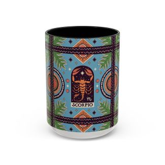 Black Scorpio Zodiac Ceramic Coffee Mug Bohemian Scorpion Astrology Cup 15oz