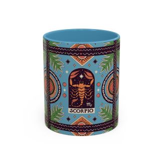Light Blue Scorpio Zodiac Ceramic Coffee Mug Bohemian Scorpion Astrology Cup 11oz
