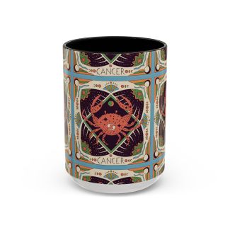 Black Cancer Zodiac Ceramic Coffee Mug Celestial Crab Astrology Cup 15oz