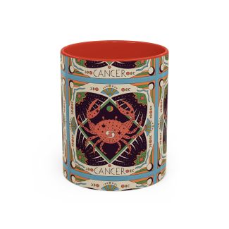 Red Cancer Zodiac Ceramic Coffee Mug Celestial Crab Astrology Cup 11oz