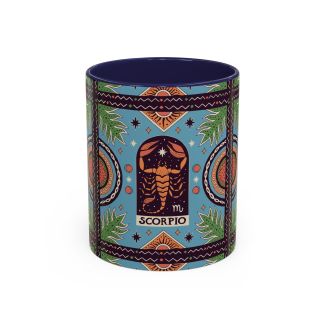 Navy Scorpio Zodiac Ceramic Coffee Mug Bohemian Scorpion Astrology Cup 11oz