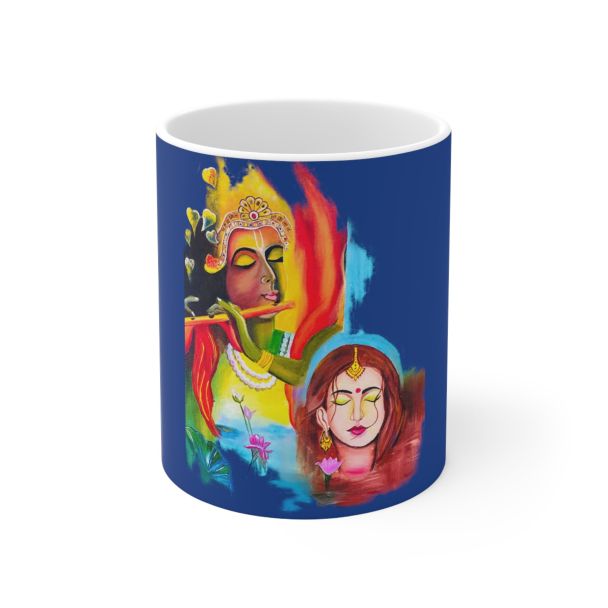 Radha Krishna Ceramic Coffee Mug Spiritual Love Art Cup 11oz